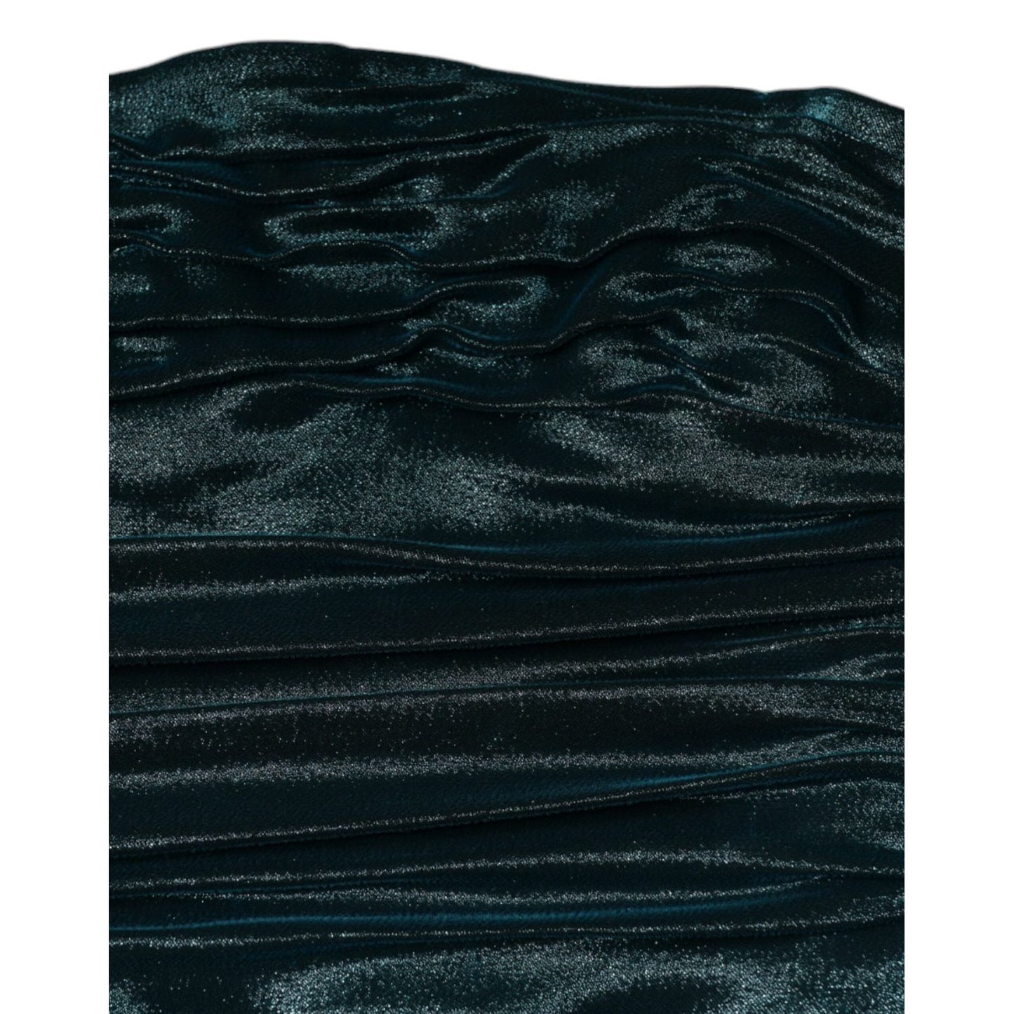 Dolce & Gabbana Green Silk Blend Satin Fitted Strapless Dress