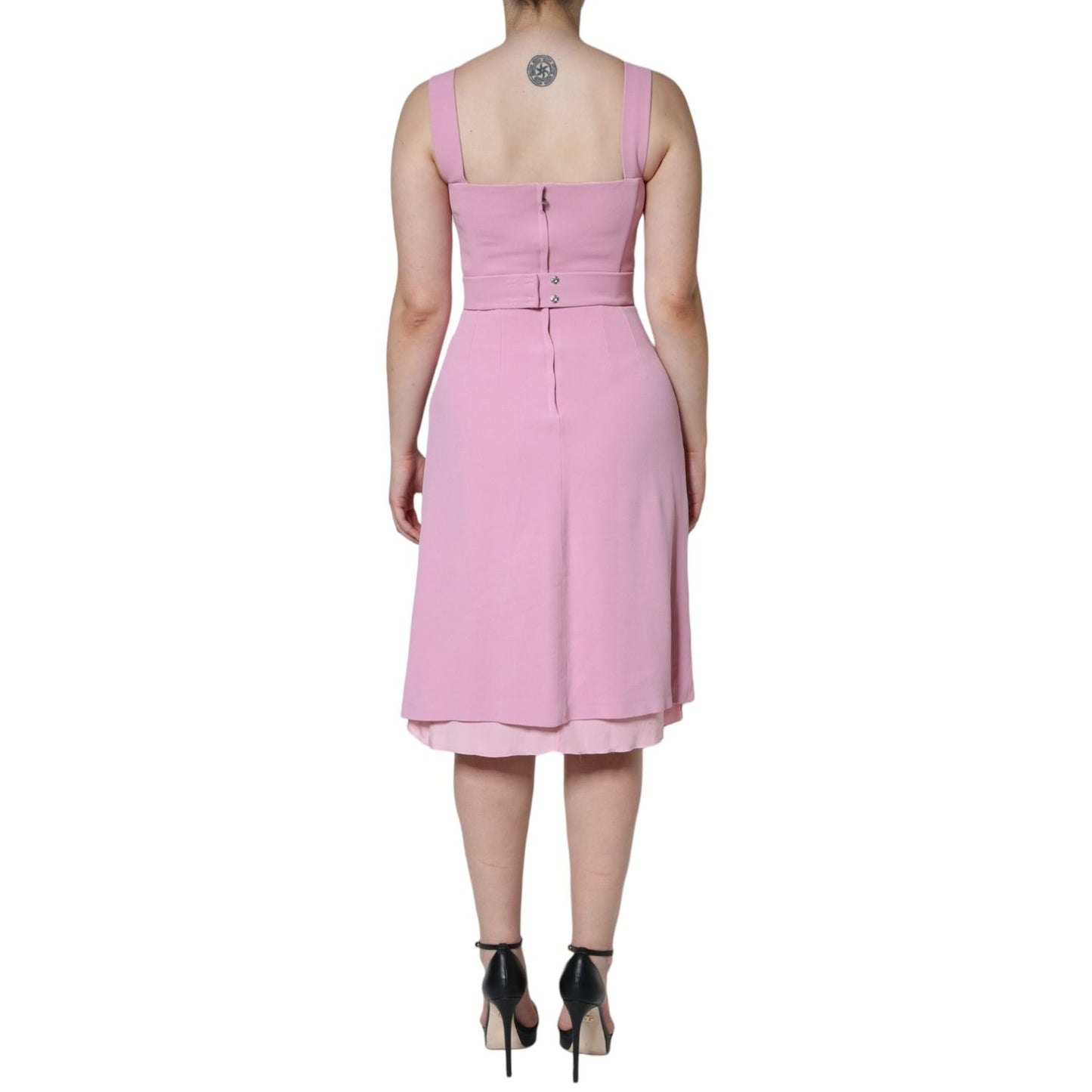 Dolce & Gabbana Pink A-line Flare Viscose Sleeveless Dress