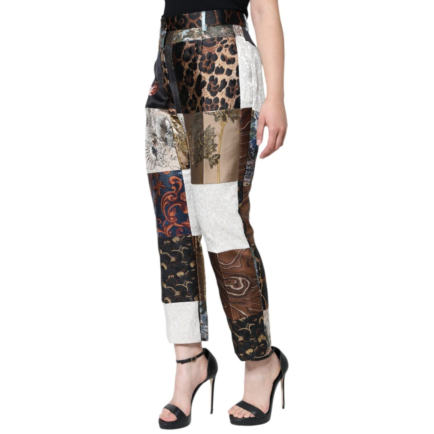 Dolce & Gabbana Multicolor Patchwork Jacquard High Waist Pants PAN74585-46