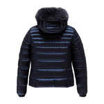 Refrigiwear Blue Nylon Women Jacket with Feather Padding and Fur Hood RE-14054-XS