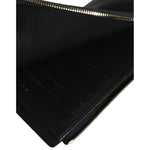 Dolce & Gabbana Black Leather Logo Plaque Neck Strap Card Coin Wallet BAG4127