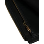 Dolce & Gabbana Black Leather Logo Plaque Neck Strap Card Coin Wallet BAG4127