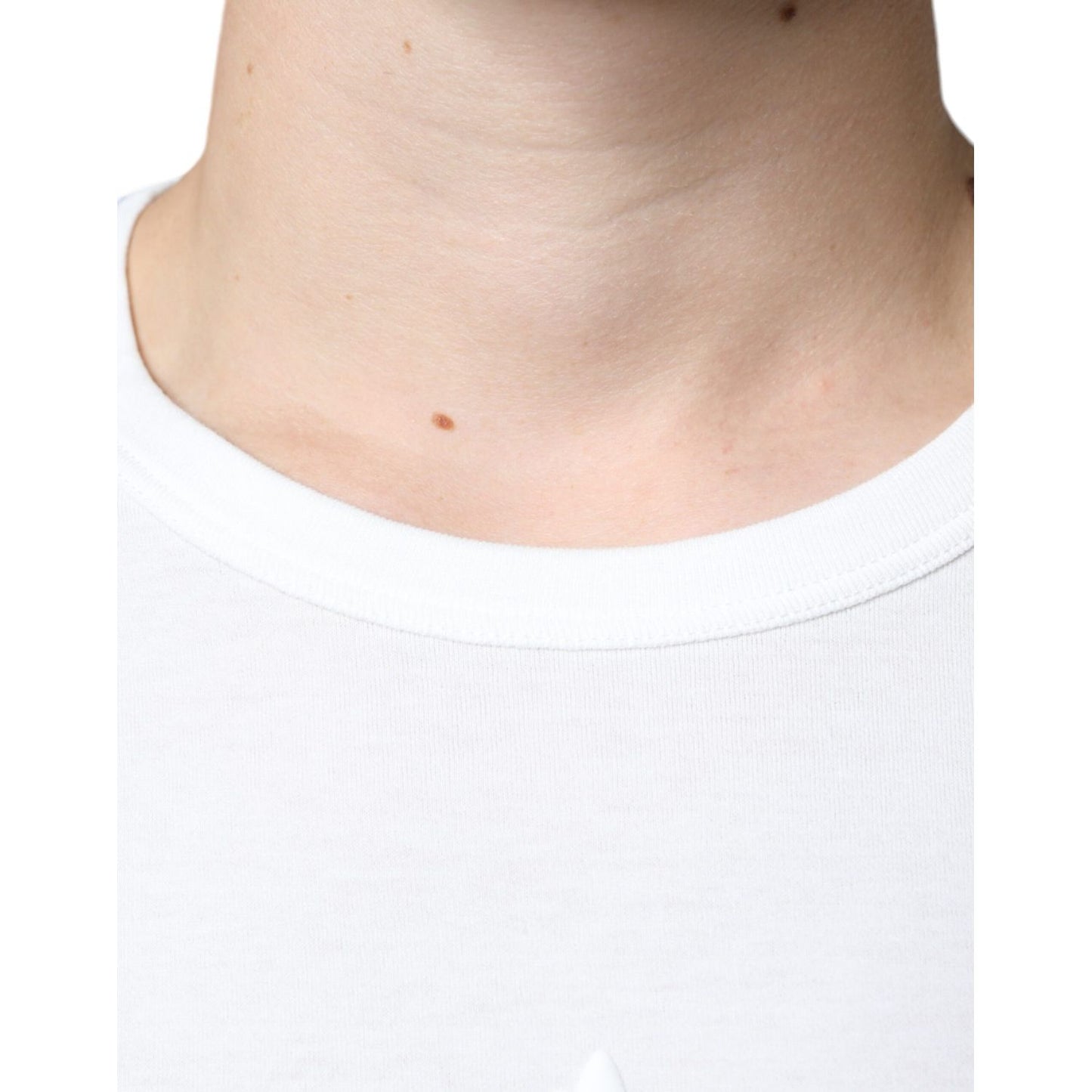 Dolce & Gabbana White Logo Embossed Cotton Crewneck T-shirt