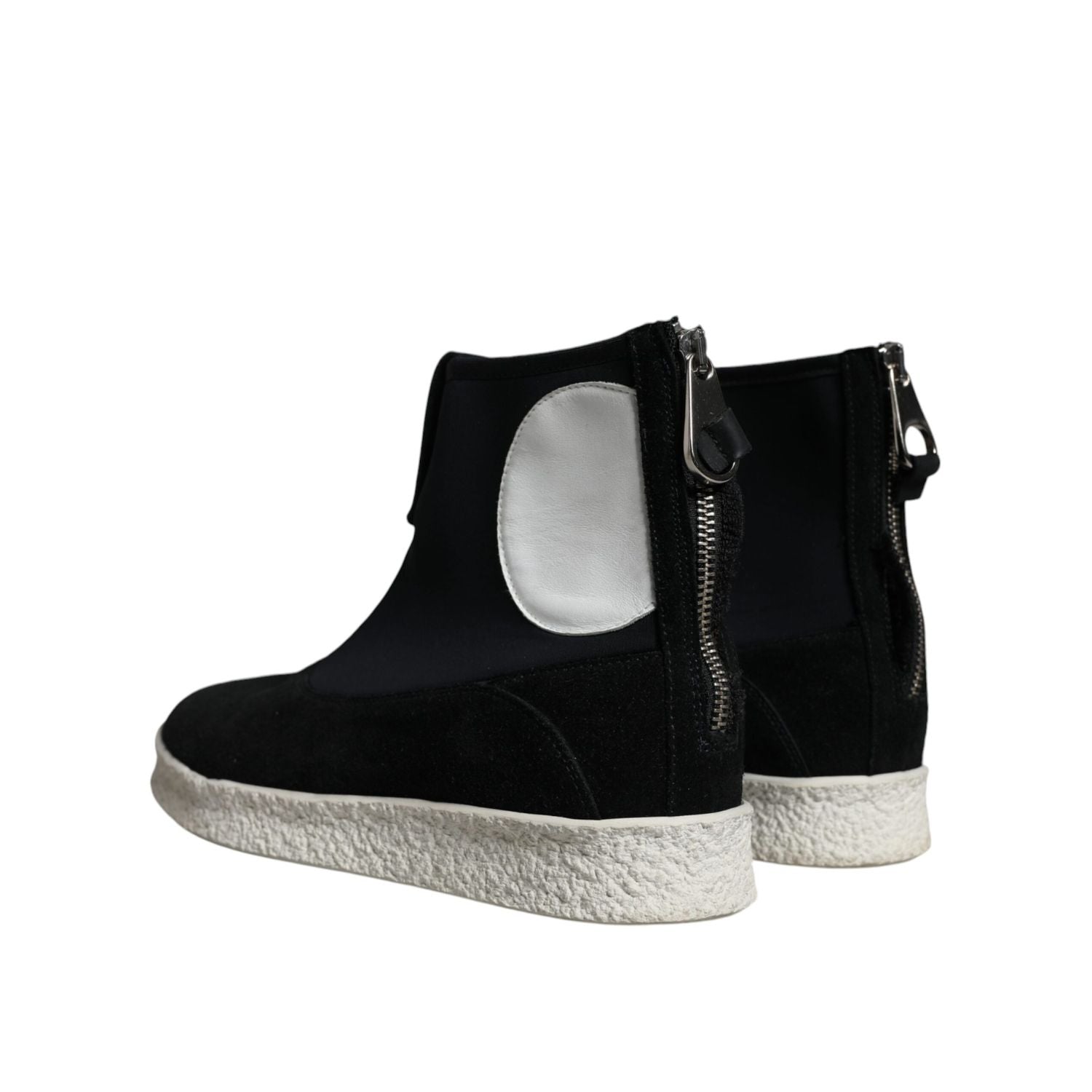 Alexander McQueen Black White Neoprene Takeshi Mid Calf Boots Shoes