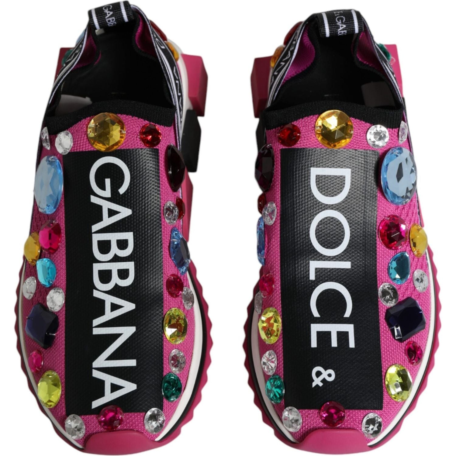 Dolce & Gabbana Pink Sorrento Crystals Low Top Sneakers Shoes
