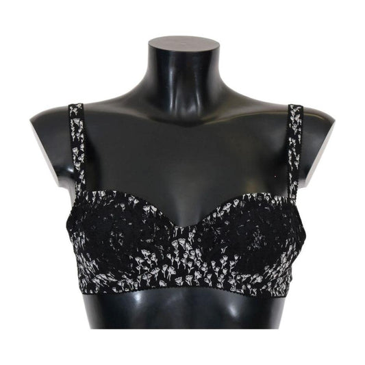 Dolce & Gabbana Elegant Black Floral Lace Silk Bra Dolce & Gabbana Dark Slate Gray