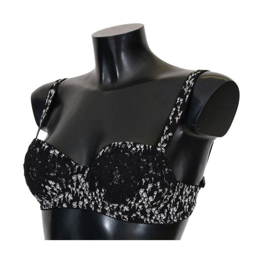 Dolce & Gabbana Elegant Black Floral Lace Silk Bra Dolce & Gabbana Dark Slate Gray