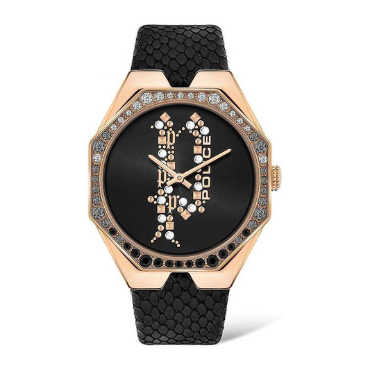 Police Black Leather Watch Police Dark Slate Gray