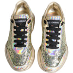 Dolce & Gabbana Gold Sequin Iridiscent Daymaster Sneakers Shoes MV6305-40