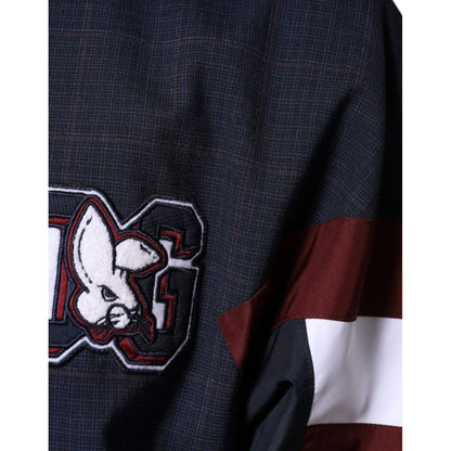 Dolce & Gabbana Blue Logo Full Zip Hooded Men Bomber Jacket