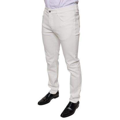 Dolce & Gabbana White Cotton Skinny Slim Men Denim Jeans