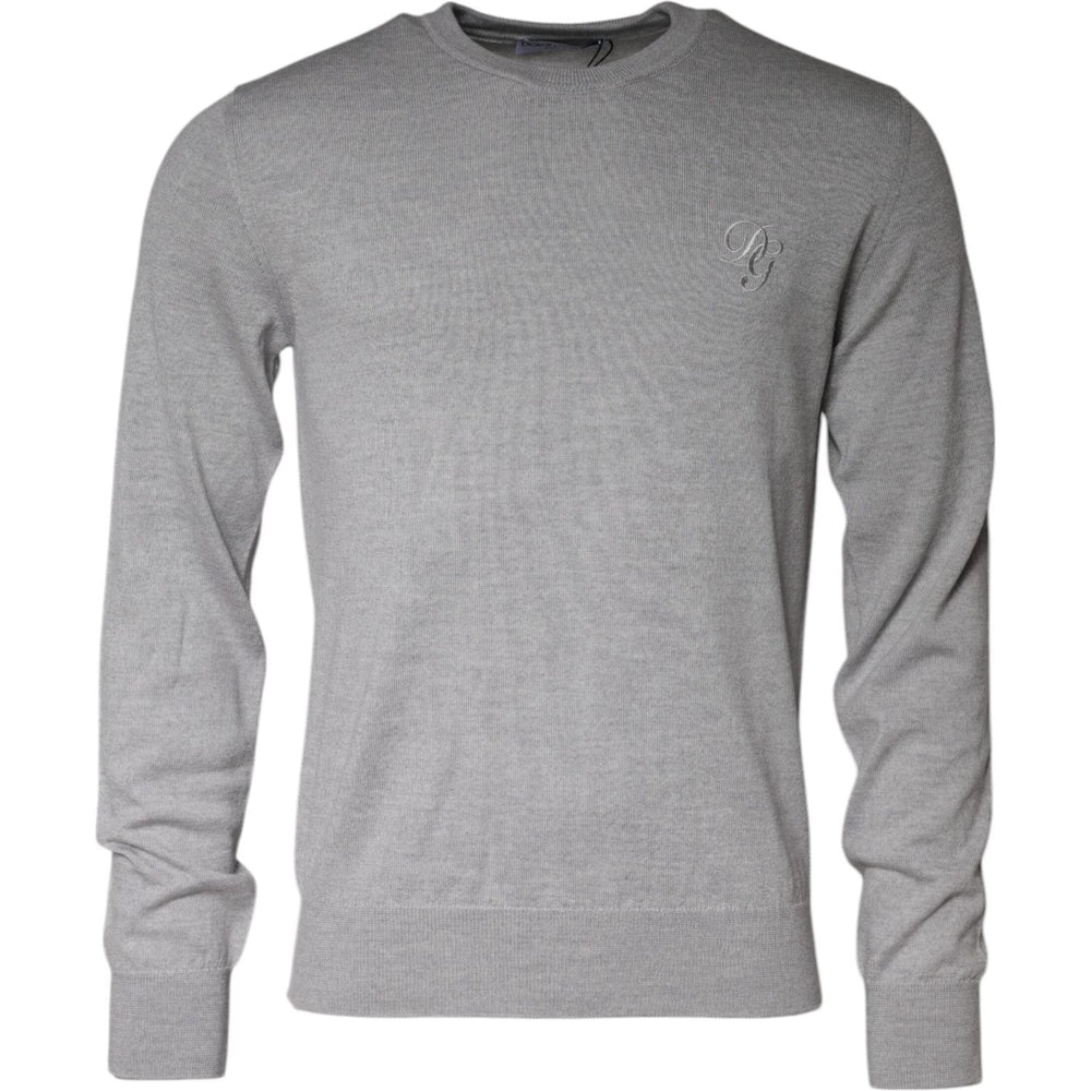 Dolce & Gabbana Light Gray Wool Crew Neck Pullover Sweater TSH86993-48