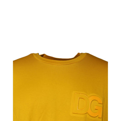 Dolce & Gabbana Mustard Embossed Logo Crew Neck T-shirt