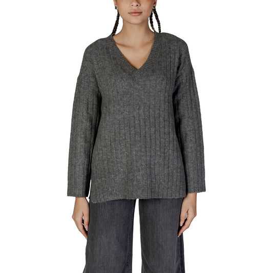 Vila Clothes Gray Acrylic Sweater Vila Clothes Dark Slate Gray