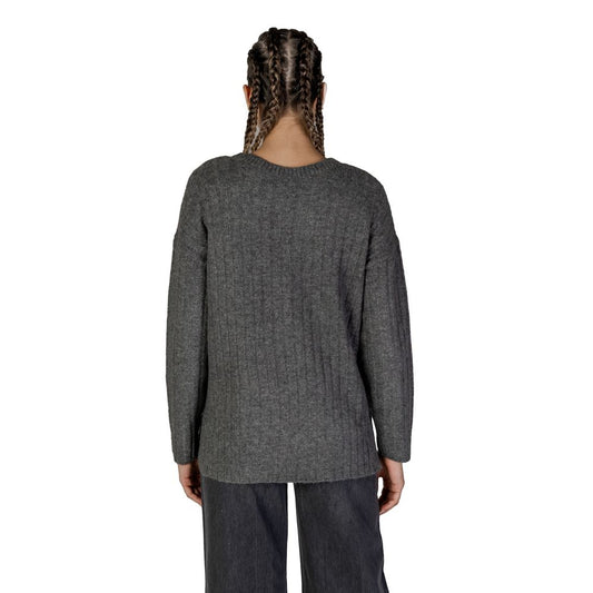 Vila Clothes Gray Acrylic Sweater Vila Clothes Dark Slate Gray