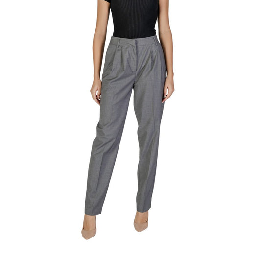 Vila Clothes Gray Polyester Casual Pants