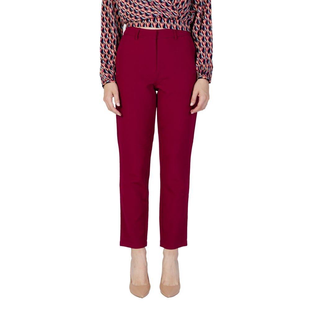 Vila Clothes Bordeaux Polyester Casual Pants