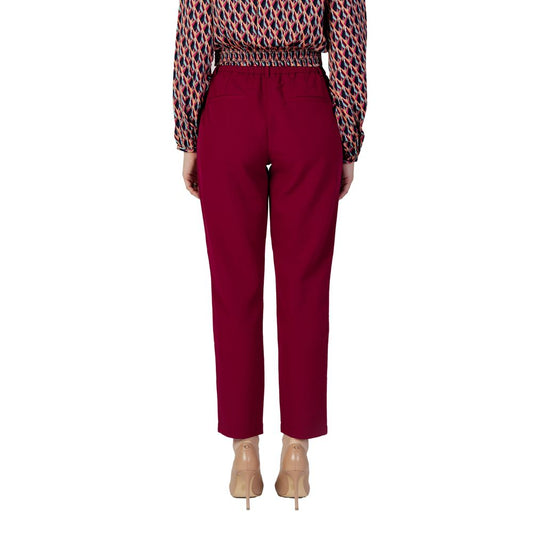 Vila Clothes Bordeaux Polyester Jeans & Pant Vila Clothes Dark Red