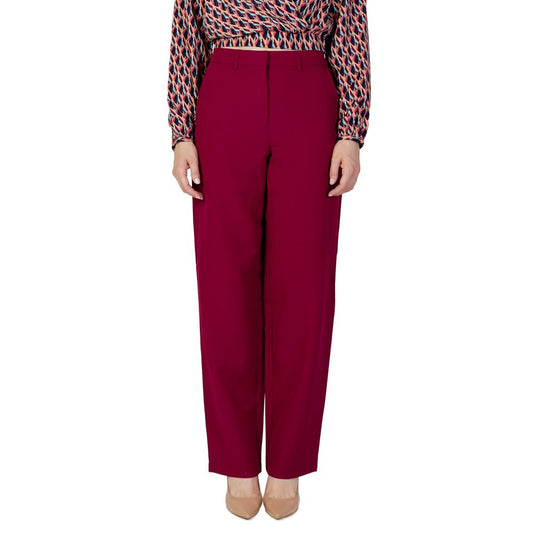 Vila Clothes Bordeaux Polyester Jeans & Pant Vila Clothes Dark Red