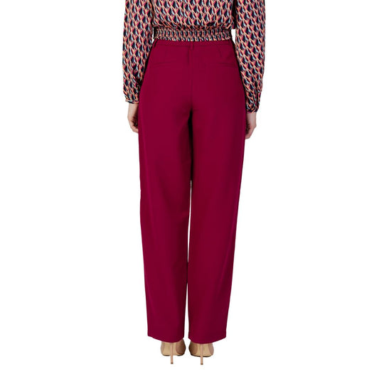 Vila Clothes Bordeaux Polyester Jeans & Pant Vila Clothes Dark Red
