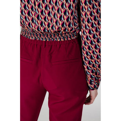 Vila Clothes Bordeaux Polyester Casual Pants