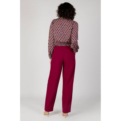 Vila Clothes Bordeaux Polyester Casual Pants