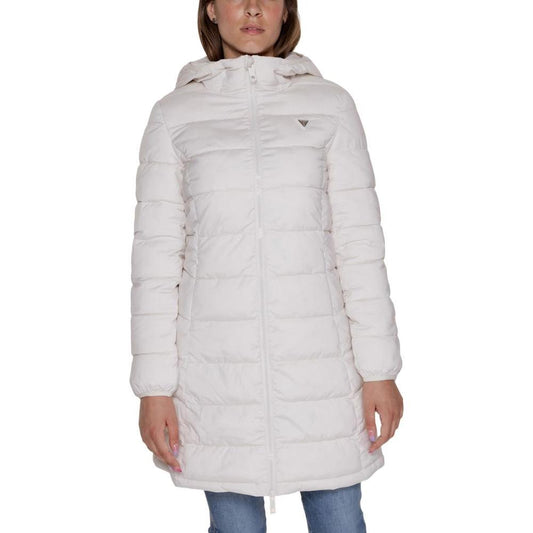 Guess Active White Polyester Jackets & Coat Guess Active Light Gray