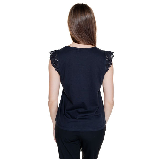 Vero Moda Black Recycled Cotton Tops & T-Shirt Vero Moda Gray