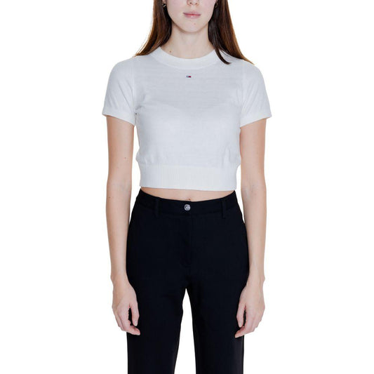 Tommy Hilfiger Jeans White Organic Cotton Tops & T-Shirt Tommy Hilfiger Jeans Gray