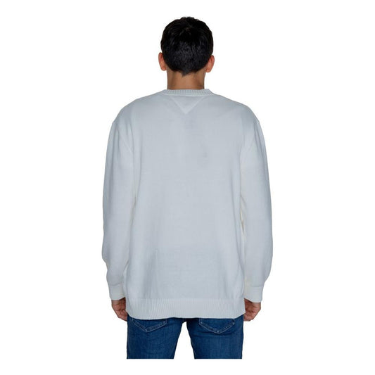 Tommy Hilfiger Jeans White Cotton Sweater Tommy Hilfiger Jeans Gray