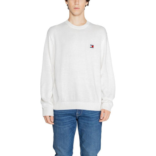 Tommy Hilfiger Jeans White Recycled Polyester Sweater Tommy Hilfiger Jeans Dark Slate Blue