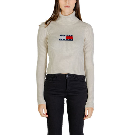 Tommy Hilfiger Jeans Beige Recycled Polyester Sweater Tommy Hilfiger Jeans Black