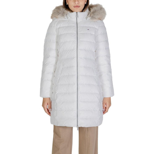 Tommy Hilfiger Jeans White Recycled Polyester Jackets & Coat Tommy Hilfiger Jeans Gray