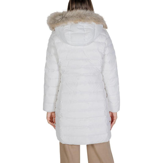 Tommy Hilfiger Jeans White Recycled Polyester Jackets & Coat Tommy Hilfiger Jeans Light Gray