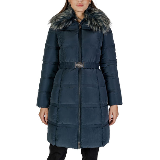 Guess Black Polyester Jackets & Coat Guess Dark Slate Gray