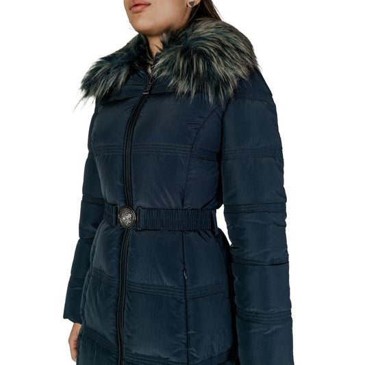 Guess Black Polyester Jackets & Coat Guess Dark Slate Gray