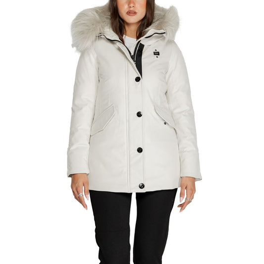 Blauer White Polyester Jackets & Coat Blauer Light Gray