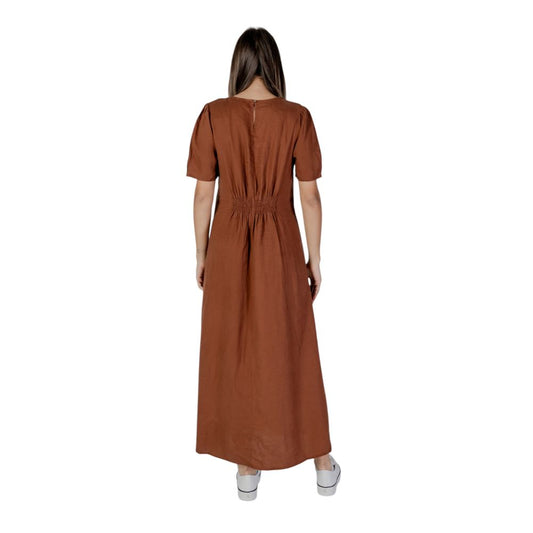 B.Young Brown Linen Dress B.Young Saddle Brown