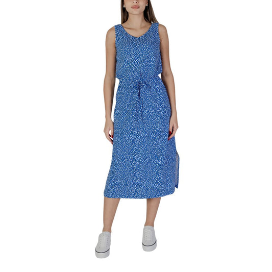 B.Young White Cotton Dress B.Young Dark Slate Blue