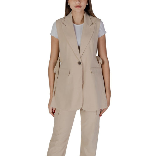 B.Young Beige Polyester Vest B.Young Rosy Brown