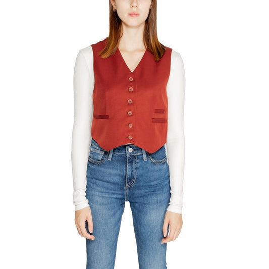 Vero Moda Red Polyester Vest Vero Moda Gray