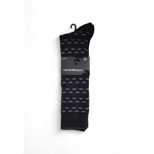 Emporio Armani Underwear Black Cotton Sock Emporio Armani Underwear Dark Slate Gray