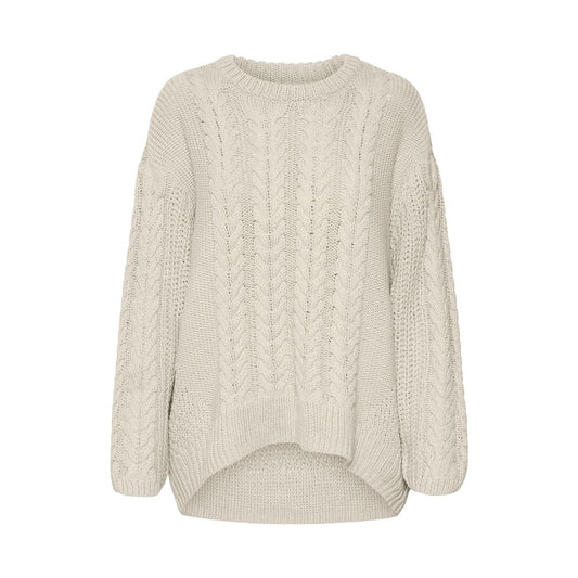 Vero Moda Beige Cotton Sweater Vero Moda Light Gray