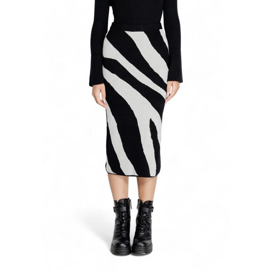 Vero Moda Black Viscose Skirt Vero Moda Light Gray