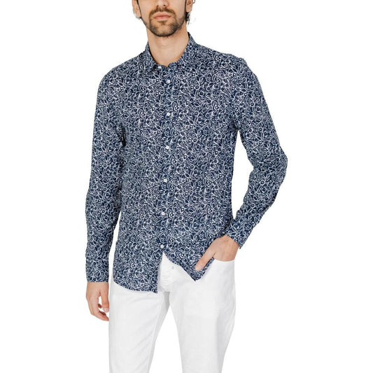 Antony Morato Blue Cotton Shirt Antony Morato Light Gray