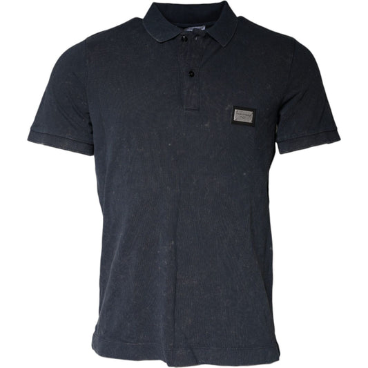 Dolce & Gabbana Dark Blue Logo Button Collared Polo T-shirt Dolce & Gabbana Dark Slate Gray