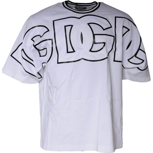 Dolce & Gabbana White Logo Print Crew Neck T-shirt Dolce & Gabbana Light Gray