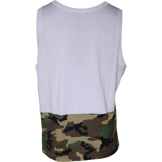 Dolce & Gabbana White Camouflage Tank Sleeveless T-shirt Dolce & Gabbana Thistle