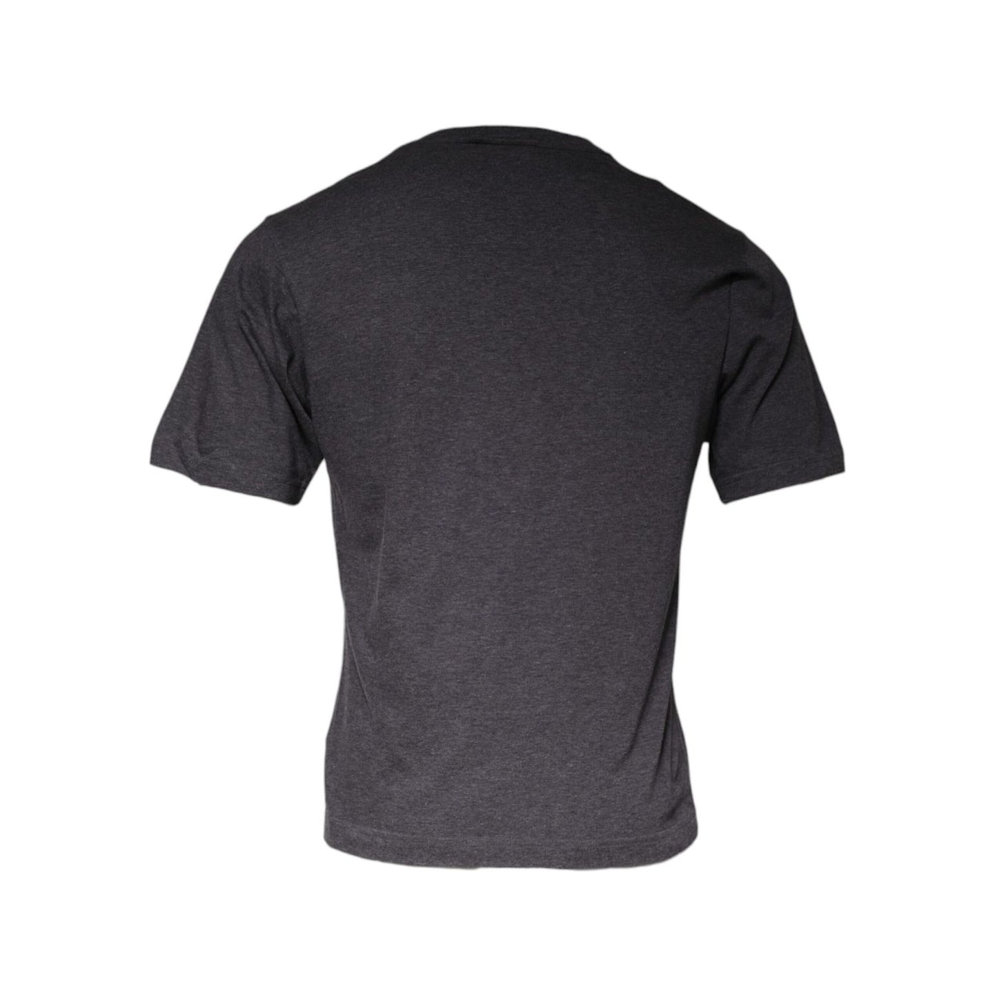 Dolce & Gabbana Gray Logo Patch Cotton Crew Neck T-shirt