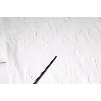 Dolce & Gabbana White Logo Print Cotton Crew Neck T-shirt